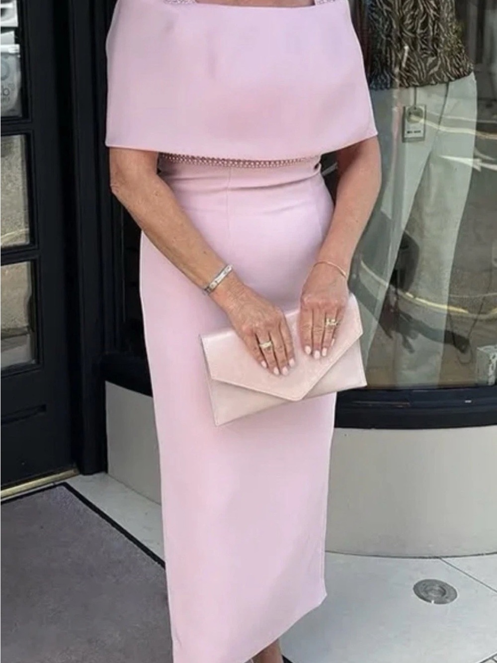 Elegant Pink Midi Pencil Skirt